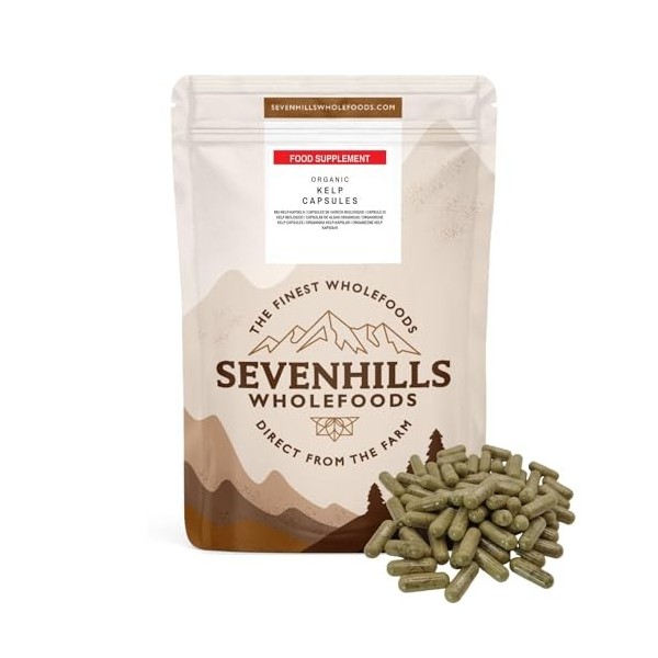 Sevenhills Wholefoods Capsules dalgues de varech biologiques, source naturelle diode, végétaliennes, récoltées à la main au