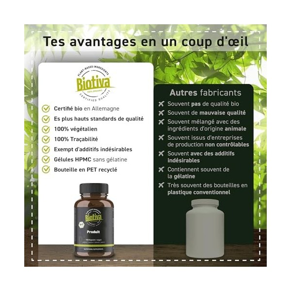 Kelp Bio hautement dosé 120 gélules - 165 mg diode naturel - Algues Kelp - Mis en bouteille en Allemagne - 100% Végétalien -