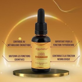 DIOXNATUR® Solution de Lugol 5% Qualité pharmaceutique 30ml Étiquette FR Pipette intégrée Concentration optimale Gouttes dio