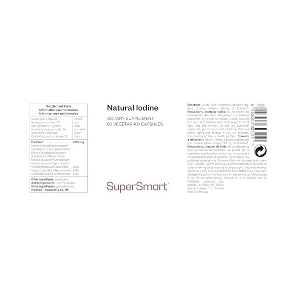 Iode Naturel - Favorise une fonction thyroïdienne normale - Contrôle du Poids - Maintien d’une Belle Peau - Complément Alimen