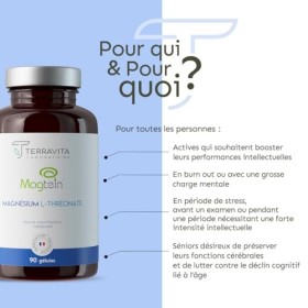 Magnésium L-Thréonate Magtein® | Capacités Cognitives : Apprentissage, Mémoire et Concentration | 2000 mg par Jour | Assimila
