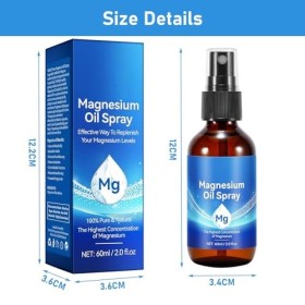 Huile De MagnéSium En Spray 60ml ,Huile de Magnésium Pure pour les Pieds,huile de magnésium 100% organique et naturel,Favoris