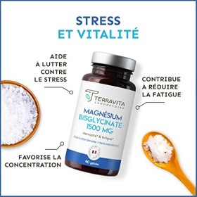 MAGNÉSIUM BISGLYCINATE + Vitamine B6 | Forme Chélatée Labellisée TRAACS | Biodisponibilité Maximale Sans Effet Laxatif | 90 G