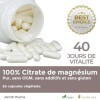 Citrate de Magnésium 1480mg, 120 Gélules Vegan 440 mg De Magnesium Élémentaire, Electrolyte Pour Fatigue, Système Nerveux, Mu