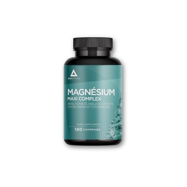 Magnesium Maxi Complex - Magnesium bisglycinate, magnesium marin oxyde, malate, citrate de magnèsium et Viatmine B6-180 compr
