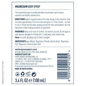 Magnesium Body Spray by Wintergreen for Unisex - 3.4 oz Body Spray