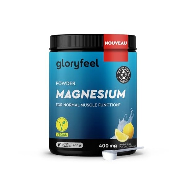 Complexe de magnésium en poudre 600g - Bisglycinate, citrate & malate hautement dosé - Solubilité rapide - Pour les muscles, 