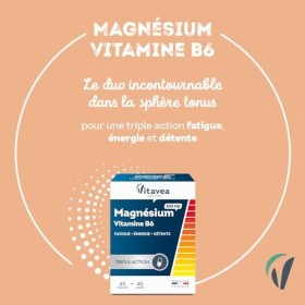 VITAVEA BIEN-ETRE - Magnésium 300 mg Vitamine B6 - Complément Alimentaire Fatigue, Détente, Energie, Relaxation, Equilibre Ne