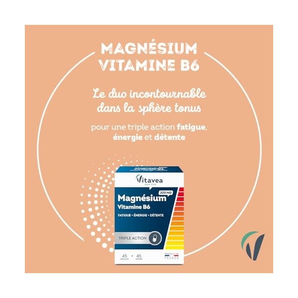 VITAVEA BIEN-ETRE - Magnésium 300 mg Vitamine B6 - Complément Alimentaire Fatigue, Détente, Energie, Relaxation, Equilibre Ne