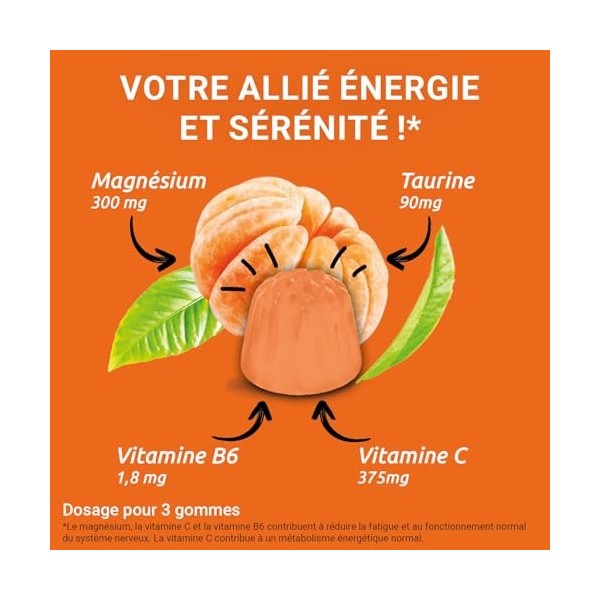 MAG 2 - Gommes BOOST - Magnésium, taurine, vitamines B6 et C - Anti-nervosité et anti-fatigue - Sans sucres ajoutés -Arôme na