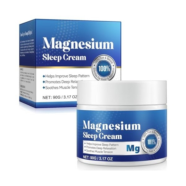 3.17 Oz Crème de Magnésium - Séchage rapide sans résidus Absorption facile Apaise les tensions musculaires Crème de magnésium