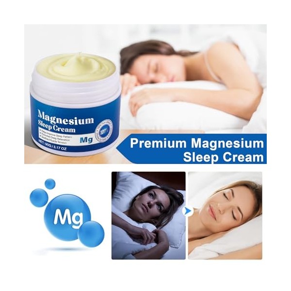 3.17 Oz Crème de Magnésium - Séchage rapide sans résidus Absorption facile Apaise les tensions musculaires Crème de magnésium