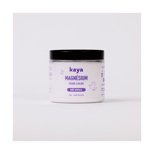 Kaya Magnésium en Poudre à diluer, goût Myrtille, sans sucres, 100g - Anti-stress et anti-fatigue - Vegan