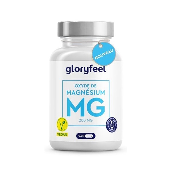 Magnésium Marin, Oxyde de Magnésium Pur et Fortement Dosé, Contre la Fatigue, Soutient le Système Digestif*, 240 Capsules, 10