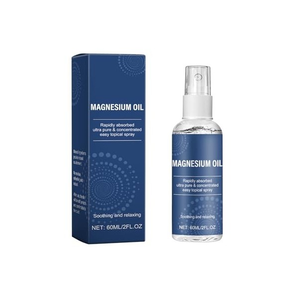 Landrain Spray pour les pieds au magnésium 60 ML, huile de magnésium naturelle