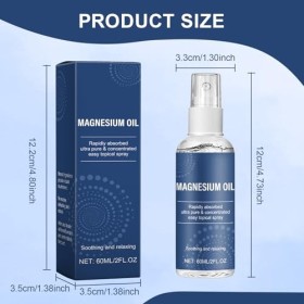Landrain Spray pour les pieds au magnésium 60 ML, huile de magnésium naturelle
