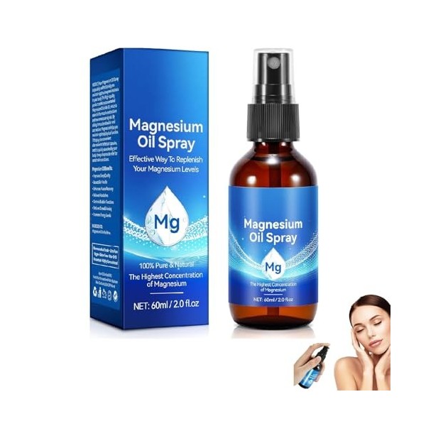 Huile de Magnésium Naturelle Bio en Spray,Spray Dhuile de Magnésium,Spray de Magnésium,Huile de Magnésium Organique en Spray