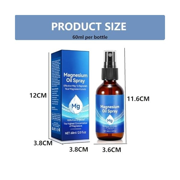 Huile de Magnésium Naturelle Bio en Spray,Spray Dhuile de Magnésium,Spray de Magnésium,Huile de Magnésium Organique en Spray