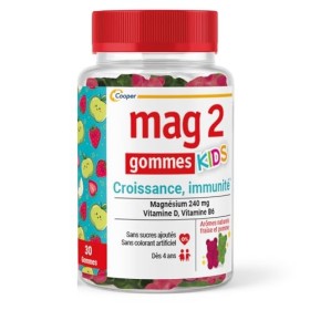MAG 2 - Gommes kids – Magnésium, vitamine B6 et vitamine D - Croissance et Immunité - Sans sucres ajoutés - Complément alimen