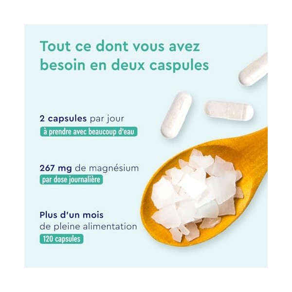 Citrate de magnésium en capsules - Élémentaire et à haute dose - 120 capsules de dicitrate de tri-magnésium hautement biodisp