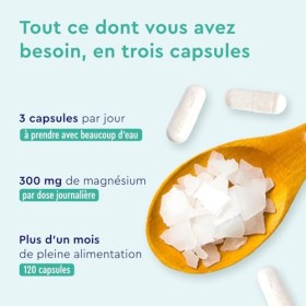 Bisglycinate de magnésium haute dose - Pour léquilibre des muscles, os et électrolytes - Biodisponibilité maximale - 120 gél