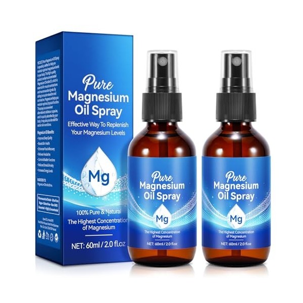 Huile de magnésium naturelle bio en spray 60ml , reconstituer le magnésium du corps, huile de magnésium topique en spray, ré