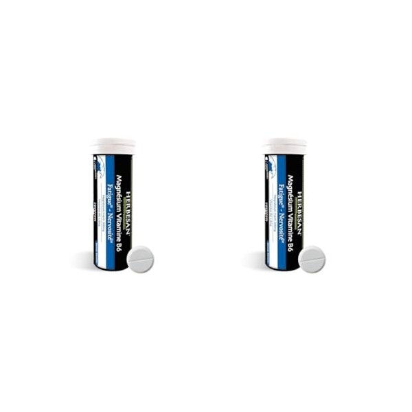 HERBESAN®-MAGNÉSIUM & VITAMINE B6-Stress, Nervosité, Fatigue passagère-Saveur menthe-Fabrication française-Tube de 15 comprim