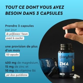 ZMA Magnésium + Zinc et Vitamine B6, Complexe Premium pour Sportifs, Soutient lÉnergie, Récuperation Musculaire, Réduit la F