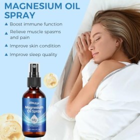 Huile de Magnesium en Spray 60ml, 100% Naturelle avec Chlorure de Magnésium, Absorption Rapide, Magnesium Oil pour Relaxation
