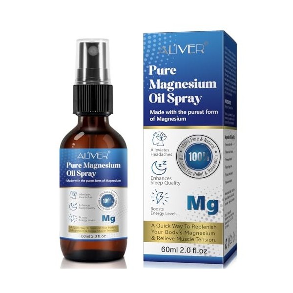 Pure Magnesium Oil Spray, huile de magnésium naturelle, Body Magnesium Spray