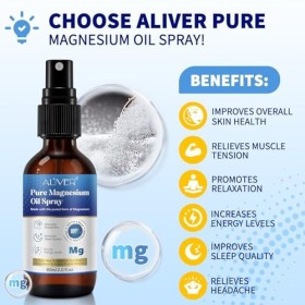 Pure Magnesium Oil Spray, huile de magnésium naturelle, Body Magnesium Spray