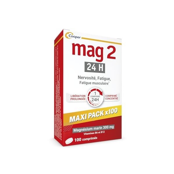 MAG 2-24H – Magnésium, vitamine B6 et B12 - Anti-nervosité et anti-fatigue - Complément alimentaire - Programme de 3,5 mois -
