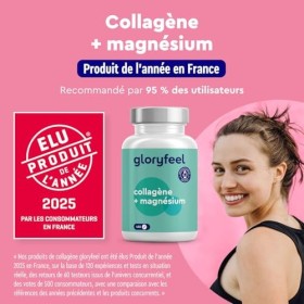 Collagene Marin et Magnésium 450 Comprimés , 3600 mg dHydrolysat de Collagène Pur avec Oxyde de Magnesium, Soutient les Os 