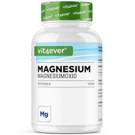 Magnésium - 365 gélules 12 mois - 665 mg par gélule, dont 400 mg de magnésium élémentaire - Fortement dosé - Sans additifs 