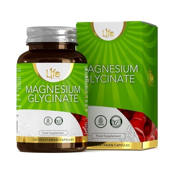 LN Glycinate de Magnesium Capsule | 120 Suppléments Végétaliens de Bisglycinate de Magnésium | 1250mg Fournissant 250mg de Ma