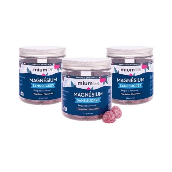 mium LAB - Gummies Magnésium sans sucre - 126 gummies - Hautement dosé - Haute absorption - Citrate de Magnésium & Vitamine B
