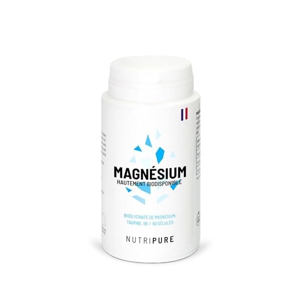 Nutripure | Magnésium Bisglycinate + Taurine & Vitamine B6 | Haute Absorption & Concentration | Anti-Fatigue | 100% Vegan | 1