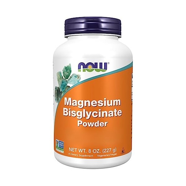 Now Foods, Magnesium Bisglycinate Powder, 227g de Poudre végétalienne, Testé en Laboratoire, Sans Gluten, Végétarien, Sans So