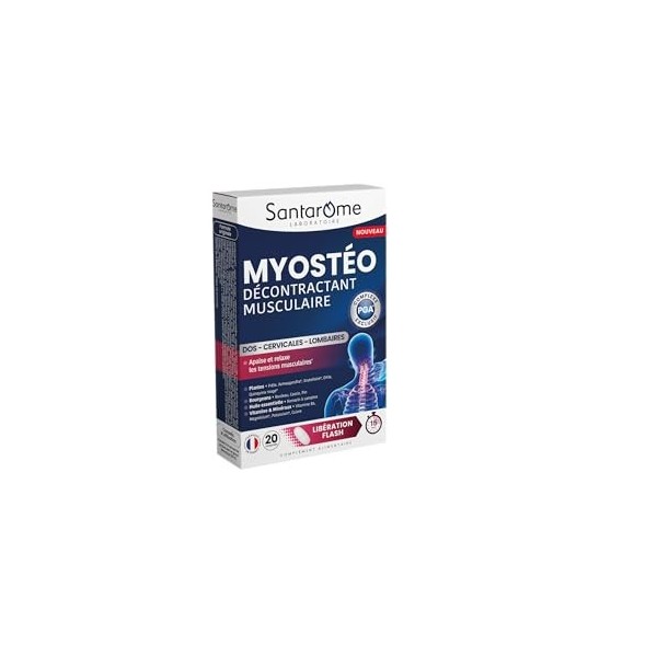Santarome - Myostéo - Complément alimentaire articulations - Décontractant musculaire dos, cervicales, lombaires - Libération