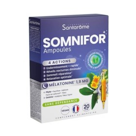 Santarome Bio - Somnifor - Complément Alimentaire Sommeil - Mélatonine 1,9 mg, Plantes - Endormissement rapide, sommeil répar