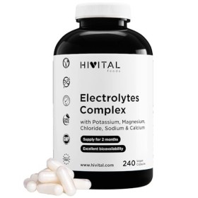 Electrolytes Complex. 240 gélules végétaliennes pour 2 mois. Avec les sels Minéraux: Potassium, Magnésium, Chlorure, Sodium e