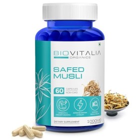 Biovitalia Organics Capsule dextrait de racine de Musli de Safed Soutient la force immunitaire Favorise lendurance sportive