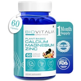 Biovitalia Organics Capsules de calcium, de magnésium et de zinc avec vitamines D3, B12 et K | Supplément favorisant la santé