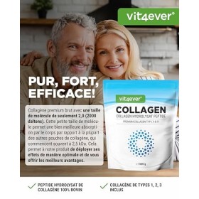 Collagène en Poudre 1000 g - 100% Collagène Bioactif hydrolysat Peptides - collagène type 1, 2 & 3 - Goût Neutre - Sans addit