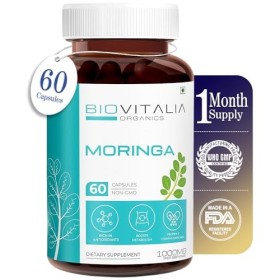 Biovitalia Organics Complément alimentaire Moringa 1000 mg | Superaliment riche en nutriments avec protéines et vitamines | E