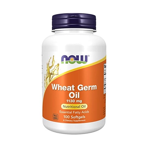 Now Foods, Wheat Germ Oil Huile de Germe de Blé , 100 Capsules molles, Sans Soja, Sans Gluten, Sans OGM