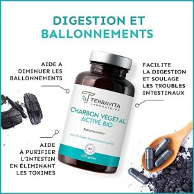 CHARBON ACTIF BIO | Digestion et Transit | Anti Ballonnements - Constipation - Gaz | Brevet PURECOAL® Issu de Coeur de Châtai
