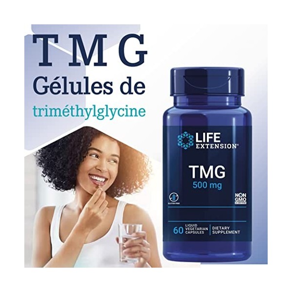 Life Extension, TMG, 500mg, 60 Capsules liquides végétaliennes, Sans Gluten, Sans Soja, Végétarien
