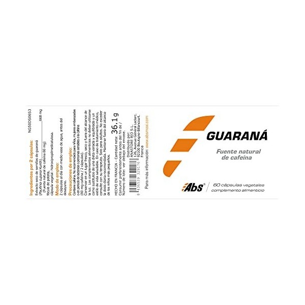 Guarana Power ® - 450 mg / 60 gélules végétales - Le plus Haut titrage 12% en caféine native - 40 mg de caféine naturelle p