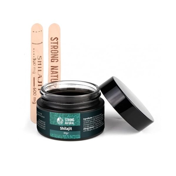 Shilajit Resin - 50 g de shilajit de lHimalayan - Source naturelle dacide fulvique, dacide humique et doligo-éléments